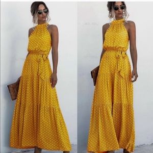 Boho floral halter maxi dress